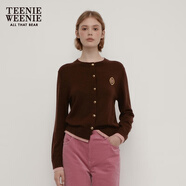 Teenie Weenie小熊秋季綿羊毛軟糯毛針織開(kāi)衫簡(jiǎn)約通勤毛衣外套女裝 棕色 S (160)