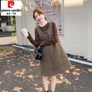 皮爾卡丹（pierre cardin）美拉德無(wú)袖毛呢連衣裙女秋冬2025新款感小個(gè)子背心裙打底裙 圖片色背心裙【版】 M (建議115斤以內(nèi))
