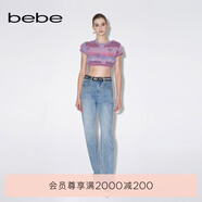 bebe秋冬系列女士氣質(zhì)時尚設計感長款直筒牛仔褲311006 牛仔藍 XS
