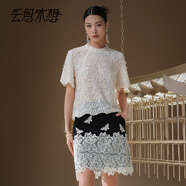云思木想Ysimo-X摩登國風(fēng)2025夏季新款優(yōu)雅蕾絲上衣T恤女13039 杏色 M