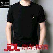 法萊阿瑪尼（FALAMAONE）高端品牌短袖t恤男士純棉圓領(lǐng)白色體恤衫2025新款夏 黑色615款 2XL 180