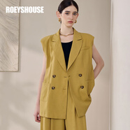 ROEYSHOUSE羅衣深藍色寬松馬甲外套2025夏季新款知性通勤亞麻套裝12342 姜黃色 （馬甲外套） M