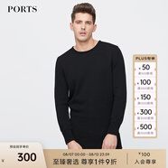 PORTS寶姿毛衣男休閑上衣針織衫男修身棉質套頭長袖男針織衫 999-BLACK  S
