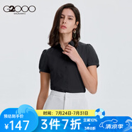 G2000 時(shí)尚女裝短袖襯衫女商務(wù)OL簡(jiǎn)約純色襯衣 黑色 99 XS