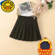 G. DUCKKIDS女童學(xué)院風(fēng)半身裙韓版百褶裙秋冬毛呢裙子兒童洋氣小女孩百搭短裙 北極熊款加絨冬款黑色(呢子料) 160 尺碼(適合155cm左右)