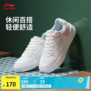 李寧板鞋女鞋夏季百搭透氣小白鞋耐磨運動休閑鞋 【浮舟】云霧白/淺粉色420-4 39