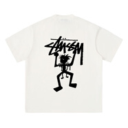 斯圖西（stussy）圓筒無(wú)縫火柴人短袖T恤萬(wàn)男女情侶重磅純棉寬松休閑體恤 白色 S