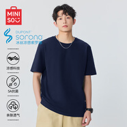 名創(chuàng)優(yōu)品冰絲t恤男短袖夏季索羅娜山系涼感休閑半袖男裝抗菌體恤Z 藏青 L