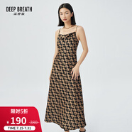 深呼吸DEEP BREATH女裝無(wú)袖花色高腰吊帶連衣裙A500241 黑棕 S (2碼)