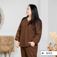 美麗客棧高端大碼女裝2025新款微胖mm減齡藏肉多色開(kāi)衫百搭多色薄款針織衫 咖啡色 磨毛針織華夫格 22A119 XL