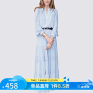 MeetMetro瑪依爾法式仙女連衣裙女2025春新款高端氣質(zhì)純欲風(fēng)裙子禮服長(zhǎng)裙 淺藍(lán)【現(xiàn)貨】 L
