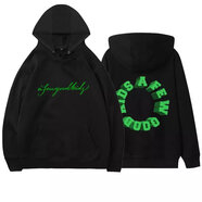 ZZ&FFFFF馬思唯同款A(yù)FGK連帽衛(wèi)衣男女秋冬季寬松字母長(zhǎng)袖印花情侶外套 黑色 S