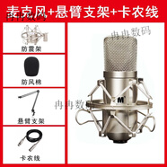 iconm1電容麥克風大振膜話筒主播直播錄音唱歌電腦聲卡專用48v 艾肯m1+雙卡農(nóng)線+懸臂支架