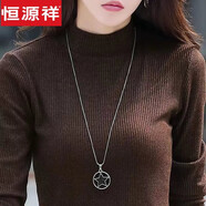 恒源祥純棉半高領(lǐng)長(cháng)袖打底衫女新款秋冬季內搭螺紋T恤女黑色長(cháng)袖上衣服 咖啡色. XL 115-125斤)