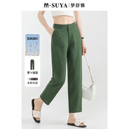 夢(mèng)舒雅商場(chǎng)同款天絲亞麻九分蘿卜褲夏季高腰吸濕干爽透氣顯瘦百搭哈倫褲
