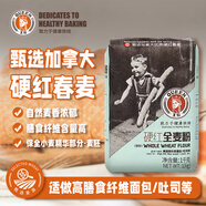 王后硬紅全麥粉1kg家用烘焙原材料小麥粉無添加高膳食纖維面包粉2斤