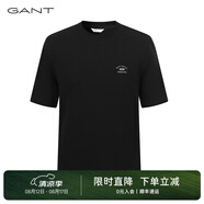 GANT/甘特秋季新款男士簡約純色印花圓領(lǐng)短袖T恤G1243M50002 500-黑色 M