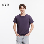 森馬（Semir）[純棉]短袖T恤男夏季簡約純色修身短t百搭t恤男 [100%棉]深紫70428 2XL