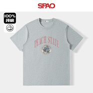 SPAO夏季潮流純棉短袖T恤男女同款復(fù)古印花圓領(lǐng)半袖體恤SPDX25SD01LD 灰#SP復(fù)古花紅 M