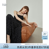 FANSILANEN范思藍恩 春秋新款法式波點吊帶連衣裙女減齡甜美收腰裙子213223 黑底白點 M