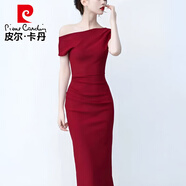 皮爾卡丹2025夏季新款紅色氣質媽媽減齡新品連衣裙女高級感法式時尚裙子 【2983#】紅色 XL 115-130斤