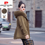 皮爾卡丹（pierre cardin）加絨加厚派克棉服女冬季2025新款小個(gè)子休閑收腰保暖棉衣棉襖外套 軍駝色 （毛領(lǐng)可拆卸） M