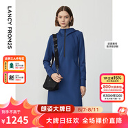 朗姿設計感復古休閑連帽收腰輕運動衛(wèi)衣連衣裙冬季新款裙子 艦隊藍色2 XL