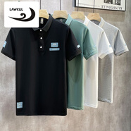 浪古 LAWKUL短袖t恤男夏季衣服男裝棉質(zhì)青少年學生潮流運動休閑體恤夏裝外套 803黑色 L