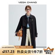 VEGA CHANG風(fēng)衣外套女2025年春秋新款中長款高級感純色大衣 經(jīng)典黑 S