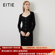 愛(ài)特愛(ài)（EITIE）時(shí)尚性感大氣桃心領(lǐng)修身通勤連衣裙秋季新款一步裙C2207016 黑20 M 160