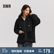 森馬（Semir）森馬外套女仿羊羔毛搖粒絨雙面穿連帽重磅夾克24新款109724108002