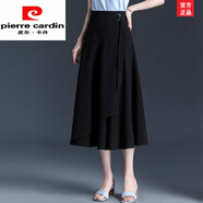 皮爾卡丹（pierre cardin）高腰半身裙不規(guī)則氣質(zhì)裙子女夏季2025新款垂感a字半裙一片式裹裙 黑色 均碼 85-130斤左右