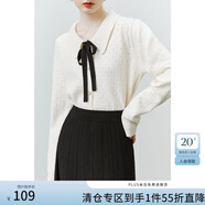 范思藍(lán)恩22FS4072法式軟糯風(fēng)毛衣女秋冬新款蝴蝶結(jié)飄帶針織衫 米白色 XS