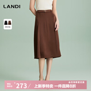 LANDI[赫本傘裙]LANDI垂墜高級感高腰通勤半身裙女中長裙夏新品 馬鬃棕 XL