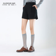 哥弟（GIRDEAR）女裝新款中高腰顯瘦A版型羊毛短褲百搭時(shí)尚黑色1100529 黑色 S (2碼)