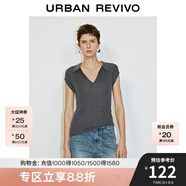 UR2025春季新款女裝簡約格雷系修身短袖針織衫UWM950031 深灰 XS