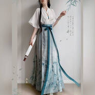 木清清原創(chuàng)漢服女明制刺繡新中式國風(fēng)馬面裙套裝日常通勤2025夏季薄款 刺繡短袖+馬面裙+襯裙 S