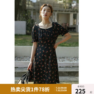 獨(dú)束大碼女裝抽繩設(shè)計碎花連衣裙女夏季新款胖mm法式茶歇裙 短款 2XL