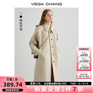 VEGA CHANG毛呢大衣女中長款2025冬新款愛心扣高級(jí)感外套 燕麥色 M