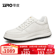 零度zero官方板鞋男2024春夏新款時尚格紋小白鞋輕便厚底舒適休閑鞋男 白色 40
