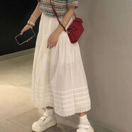 樂(lè )雅秀美式復古拼色套裝女短袖T恤女夏季寬松原宿風(fēng)休閑百搭半身裙兩件 白色 半身裙【單件】 S