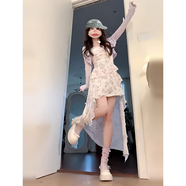鏡莎吊帶碎花連衣裙夏天女2025年新款法式不規(guī)則氣質(zhì)絕美收腰海邊裙子 紫色吊帶裙【單件】 均碼 可備注碼數(shù)