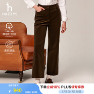 哈吉斯（HAZZYS）女裝 春秋款女休閑褲【PHIZ系列】燈芯絨長褲女ATDSP0BCX05 棕色BW 36 (155/68A 36)