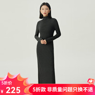 哥弟真的好（GIRDEAR）女裝高領(lǐng)長(zhǎng)袖羊毛針織長(zhǎng)裙開衩連衣裙A500337 深灰 M (3碼)