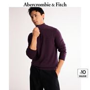 ABERCROMBIE & FITCH男裝24秋冬款經(jīng)典小麋鹿美式半拉鏈套頭針織衫毛衣KI120-4149 深紫色 M (180/100A)