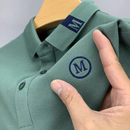 海瀾撿漏專柜撤回polo衫男士短袖商務(wù)休閑刺繡翻領(lǐng)t恤夏季上衣潮 綠色 2XL