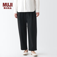 無(wú)印良品（MUJI） 女式 彈力起毛 抽褶寬版褲 休閑褲褲子長(zhǎng)褲春秋女款BEN05C2A 深灰色 S (155/62A)