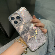 溥畔高感潮牌適用蘋果16promax手機殼iPhone15包14防摔13女款 點鉆蕾絲粉色小香【單殼】 iPhone 16