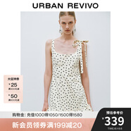 UR2025夏季新款女裝法式波點修身系帶荷葉邊連衣裙UWG750165 米白印花 M