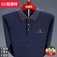 恒源祥2025秋冬季長袖T恤男裝羊毛衫中年男士寬松翻領(lǐng)針織衫打底衫上衣 8810-上青 S 165【建議100-120斤】
